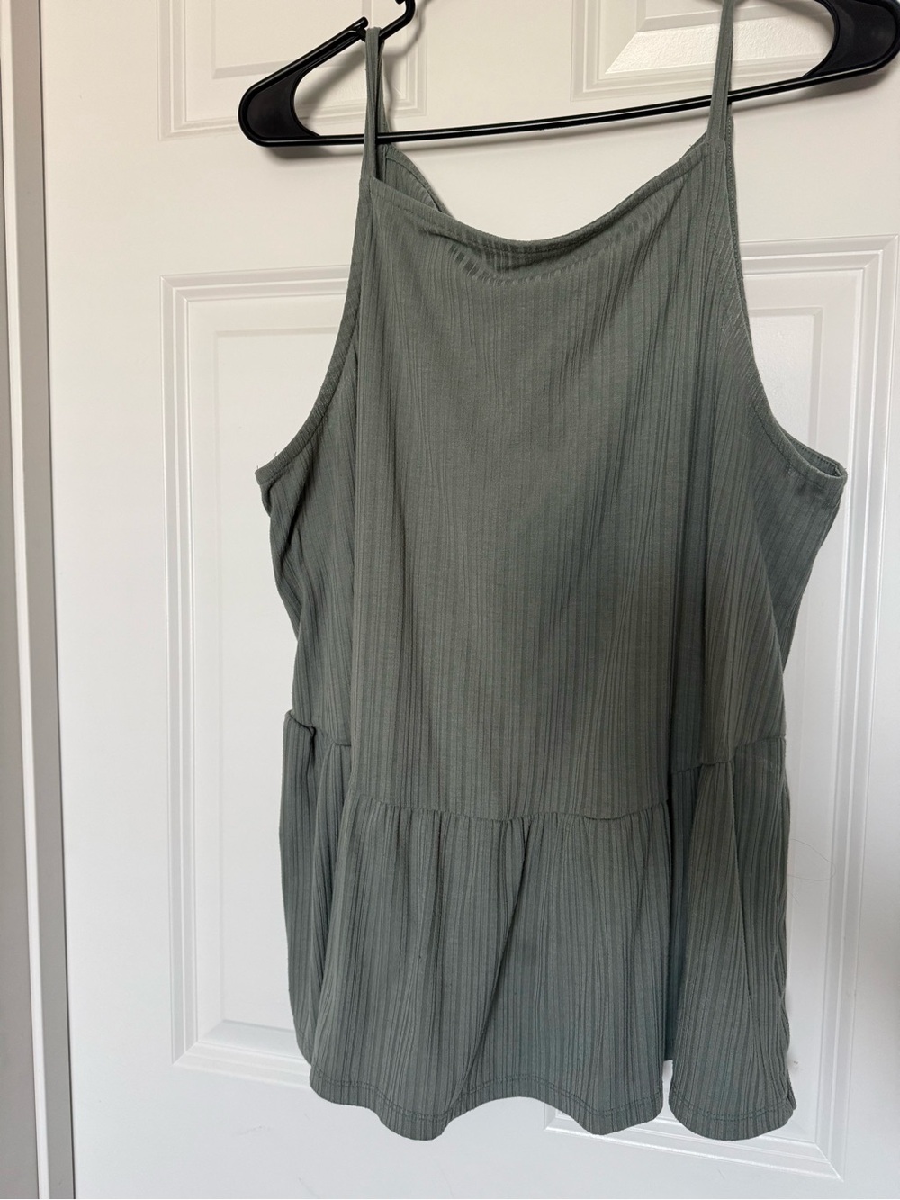 Sleeveless Peplum Tank - Sage Green